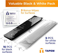 Load image into Gallery viewer, Tapem 1 x 4&quot; 20 Sets - Hook and Loop Strips with Adhesive - Adhesive Tape Strips - White &amp; Black Rectangular Tapes - Hook and Loop Wall Strips for Home and Office - Adhesive Strips for Any Needs!
